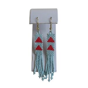 INK+ALLOY Gorgeous Seed Bead Fringe Earrings w/ Striking Geometric Design.
